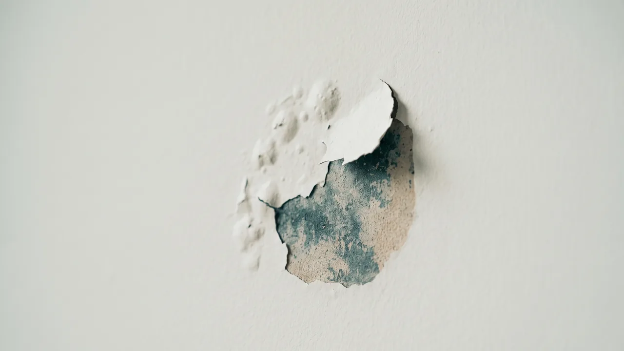 Paint blistering and flaking off a damp wall